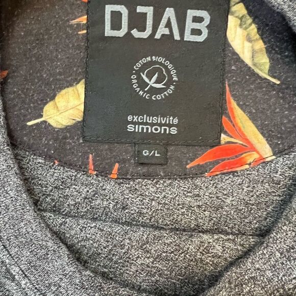 Grey Floral Print Pocket Crew Neck Casual Short Sleeve Tee Shirt L - Picture 8 of 8